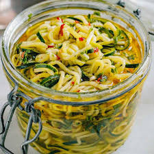 The paper towel absorbs excess moisture and the airtight container holds your veggie noodles for the next meal! Marinated Zucchini Noodles Recipe Pickled Zucchini Noodles Recipe Eatwell101