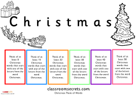 Check spelling or type a new query. Early Work Christmas Think Of Words Classroom Secrets Christmas Words Words Classroom Secrets