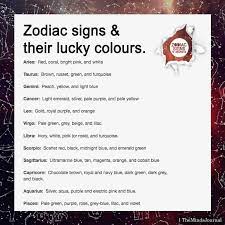 For instance, take the sea, the sky etc. Zodiac Signs Their Lucky Colours
