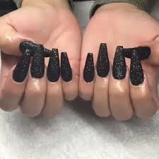 Black Acrylic Nails With Red Glitter Pin On Beauty