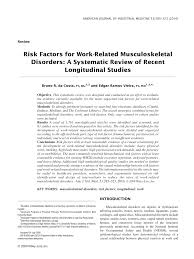Pdf Risk Factors For Work Related Musculoskeletal Disorders A Systematic Review Of Recent Longitudinal Studies