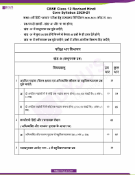 Marking scheme for cbse class 12th maths. Cbse Syllabus For Class 12 Hindi For Academic Year 209 2020