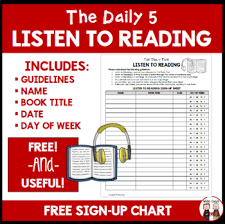 Daily 5 Listen To Reading Sign Up Chart For Students