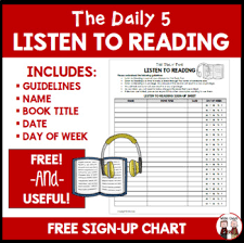 daily 5 listen to reading sign up chart for students