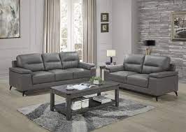 A gray sofa can provide a cool foundation for an eclectic assortment of colorful decor or blend with a range of soft neutrals for a clean, contemporary look. Topline Home Furnishings 2pc Dark Grey Leather Sofa Set Walmart Canada Grey Leather Sofa Living Room Living Room Grey Perfect Living Room Decor