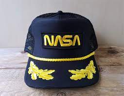 Nasa Original Vintage 80s Black Mesh Trucker Snapback Hat Rope Etsy Black Mesh Mesh Trucker Hat Hats