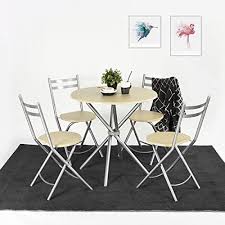 Buy top selling products like flash furniture height adjustable plastic folding table and safavieh folding dining table in chrome. Innovareds Home Simple Stylish Dining Table And 4 Folding Chairs Set 5pcs Cross Kitchen Dining Table Chairs Space Saving Beech Buy Online In Luxembourg At Luxembourg Desertcart Com Productid 49005655