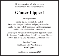 Traueranzeigen von Günter Lippert