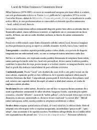 Poezia începe cu imaginea cromatică a lacului albastru încărcat de nuferi galbeni şi brăzdat fin de cercuri albe. Lacul De Mihai Eminescu Comentariu Literar Docx