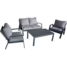 Entspannen und tanken sie energie in ihrem garten, auf dem balkon oder auch im wintergarten. 4 Teiliges Lounge Set Anthrazit Sitzgruppe Alu Sessel Tischgruppe Garten Veranda Ebay