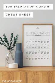 Sun Salutation A And B Cheat Sheet A Printable Yoga Sequence Poster With Stick Figures Yoga Sun Salutation Sun Salutation Stick Figures