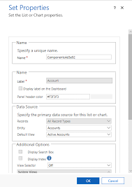 Set Properties For A Model Driven App Chart Or List Included