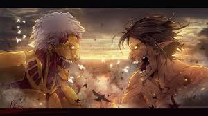 Armored Titan Vs Rogue Titan Eren F09 Hd Wallpaper Titan Cuirasse Dessin Dbz Attaque Des Titans