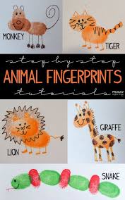 Zoo Animals Fingerprint Art Fingerprint Art Kids Fingerprint Art Art For Kids