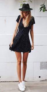 What To Wear With A Little Black Dress Bag Plus Hat Plus White Sneakers Casual Summer Dresses Casual Summer Dresses Sundresses Shop Summer Dresses