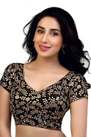 Black And Gold Blouse Black Gold Designer Wear Soft Silk Delightful Blouse With Broad V Neck Bl757 Full Sleeves Blouse Designs Blouse Neck Designs Designer Blouses Online