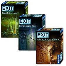 Jedes escape room spiel wird von einem game master überwacht. Exit Das Spiel Bundle 1 Die Grabkammer Des Pharao Die Verlassene Hutte Das Geheime Labor Gesellschaftsspiele World Of Games