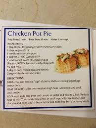 Chicken Pot Pie Recipe From Back Of Pepperidge Farms Puff Pastry Shells Pepperidge Farm Puff Pastry Chicken Pot Pie Puff Pastry Shells