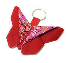 Porte Cles Papillon En Tissu Japonais Origami Porte Cles Par Kipapee Origami En Tissu Porte Cle Papillon Tissu