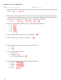 Chemistry unit 2 worksheet 1: Electron Configurations Worksheet I Answers