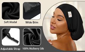 Amazon.com : SECZIPE 100% Mulberry Silk Bonnet for Sleeping Curly Hair and  Braids, Hair Wrap with Adjustable Strap for Women and Men,Real Silk, Not  Satin(Black) : Beauty & Personal Care