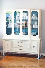 Large Wood China Cabinet Painted Off White With Blue Grey Etsy Painted China Cabinets China Cabinet Painting Cabinets