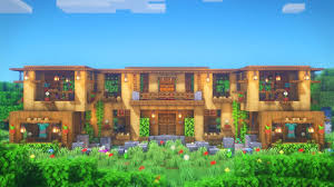 Minecraft How To Build A Modern Wooden Mansion Large Survival Base Tutorial Youtube Minecraft Modern Minecraft Wooden House Mansions