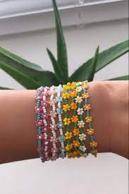 Daisy Flower Seed Bead Bracelet Colorful Dainty Jewelry Anklet Summer Beach Accessory Gifts For Her Mom Beaded Necklace Diy Beaded Jewelry Diy Handmade Jewelry Diy