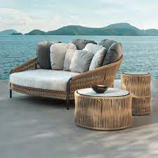 The Weave Daybed Is A Perfect Place For Relaxing On A Summers Day The Polyester Rope Weave Wraps Aroun Outdoor Living Furniture Outdoor Sofa Outdoor Furniture