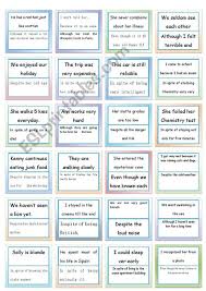 Although Though Even Though In Spite Of Despite Exercises A Perfect Game To Teach In Spite Of Despite Although And Even Though Enjoy It Grammar Worksheets Perfect Game Angry Teacher