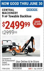 Central Machinery 9 Hp Towable Backhoe For 2499 99 Harbor Freight Tools Harbor Freight Coupon Hydraulic Systems