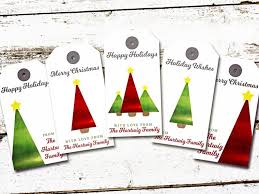 Printable Christmas Gift Tags Personalized With Last Name Set Of 5 Festive Xmas Tree Gift Card Holiday Gift Giving Christmas Gift Tags Printable Christmas Gift Tags Christmas Tree With Gifts