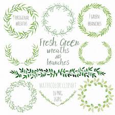 Fresh Green Wreaths And Branches Watercolor Clip Art Hand Drawn Light Green Branches Wedding Invitation Olives Rosemary Laurel Wreath Logo Mariage Mariage Branche Et Clipart