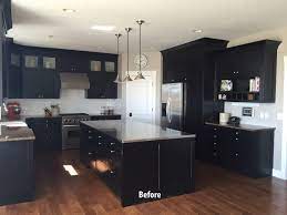 • ready to customize with a paint or stain of your choice • cabinets ship. Black Kitchen Cabinets Before Being Painted White Allen Brothers Cabinet Painting