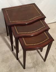 Antique Mahogany With Leather Top Sheraton Nesting Tables Nesting Tables Mahogany Leather Top