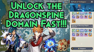 How To Unlock The Dragonspine Cryo Hydro Domain Peak Of Vindagnyr Fast Genshin Impact 1 2 Youtube