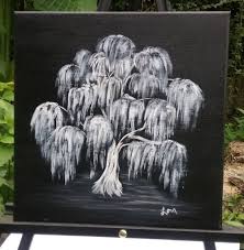 Acrylic Black And White Tree Painting Acrylic Black And White Willow Tree Canvas Painting Etsy Tree Painting Canvas Black And White Painting Black Canvas Paintings