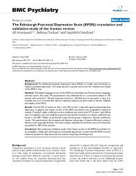 Among the causes of postpartum depression; Pdf The Edinburgh Postnatal Depression Scale Epds Translation And Validation Study Of The Iranian Version Ramsha Ali Academia Edu