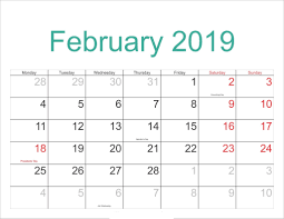 February 2019 Calendar Australia With Federal Holidays Holiday Calendar Printable Monthly Calendar Printable January Calendar