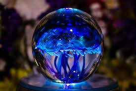 Illuminated Jellyfish Paperweight With Infused Cremation Ashes Paperweights Cremation Ashes Glass Paperweights