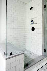 But, the bottom row of tiles need to sit on something. White Tile Walk In Shower With Glass Walls And Sitting Bench Bathroom Seat Tile Walk In Shower Shower Remodel