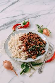 I've been told by a couple commenters from thailand that pad gra prow is actually made with a different kind of basil, called holy basil. Pork Holy Basil Stir Fry Pad Kra Pao The Woks Of Life