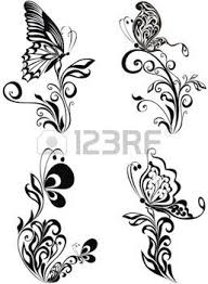 Butterfly And Flower Flower Vector Art Rock Painting Patterns Floral