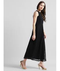 Zink London Polyester Black Fit And Flare Dress