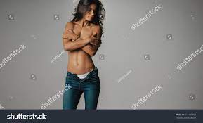 Athletic Woman Partially Unbuttoned Blue Jeans Stock Photo 514149955 |  Shutterstock
