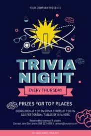 Trivia night is an exclusive psd flyer template for adobe photoshop designed by our best graphic designers to facilitate your task in promoting your business. Create Free Trivia Night Flyers Postermywall