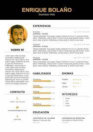 Para que tu diseño de cv online sea descargada solo debes dar clic en el enlace de. Diseno De Curriculum Para Rellenar En Word Modelo Cv Golden