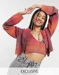 Discover the latest fashion trends with asos. Collusion Knit Space Dye Cardigan Part Of A Set Asos