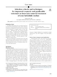 With laser hair removal by o. Pdf Selection Criteria And Techniques For Improved Cosmesis And Predictable Outcomes In Laser Hair Removal Treatment Of Acne Keloidalis Nuchae