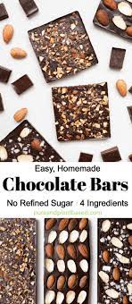Homemade Dark Chocolate Bars With Almonds Pure And Plant Based Recipe Homemade Dark Chocolate Homemade Chocolate Bars Chocolate Bar Recipe